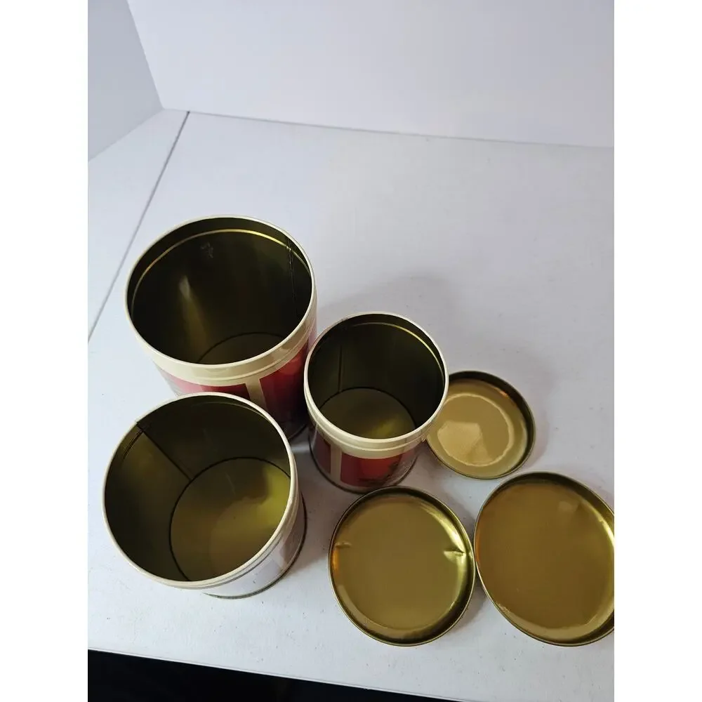 Vintage Christmas Teddy Bear nesting tins set of 3 holiday cookie canisters